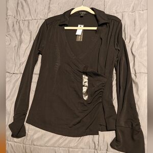 Wrap top Banana Republic black long sleeve Large